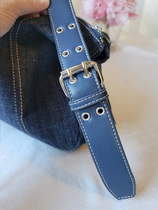 True Religion Horseshoe Dark Blue Denim Hobo Bag - Picture 6 of 6